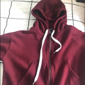 Cropped zip up maroon hoodie from Forever 21